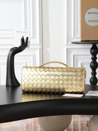Andiamo Clutch 31cm Gold Intrecciato Leather
