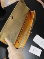 Andiamo Clutch 31cm Gold Intrecciato Leather