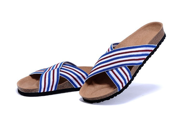 Birkenstock Siena Sandal Red, White & Blue Striped Textile