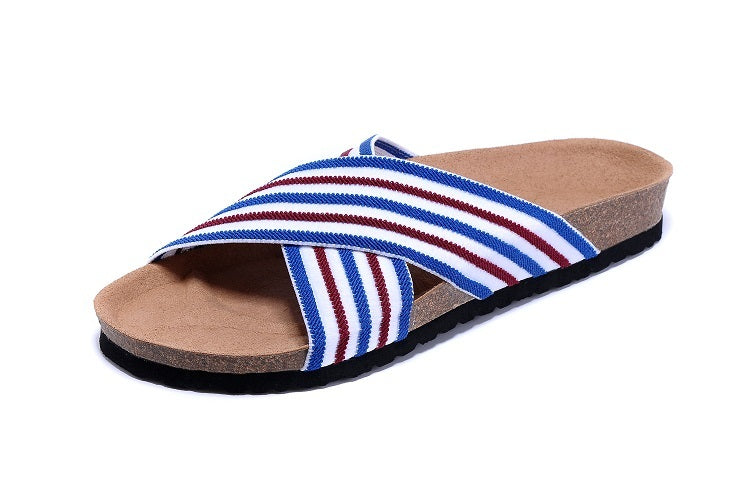 Birkenstock Siena Sandal Red, White & Blue Striped Textile