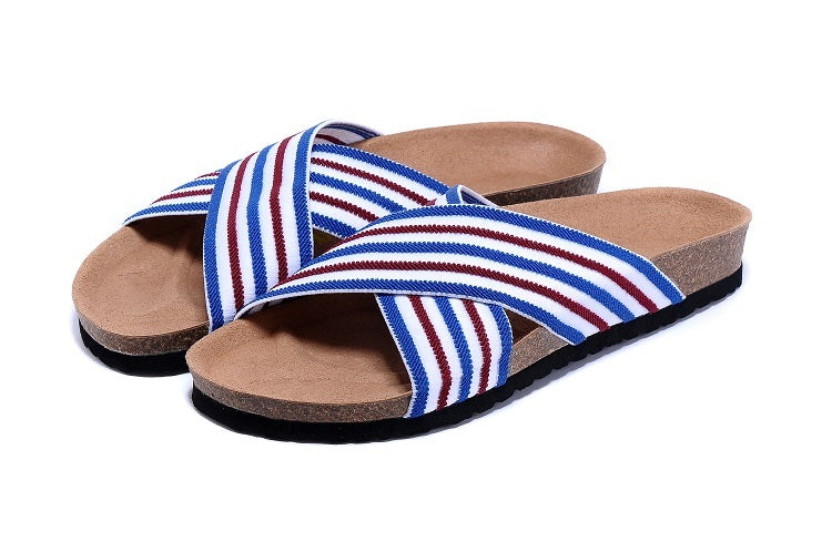 Birkenstock Siena Sandal Red, White & Blue Striped Textile