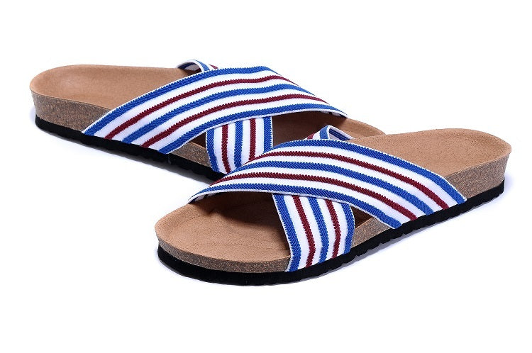Birkenstock Siena Sandal Red, White & Blue Striped Textile