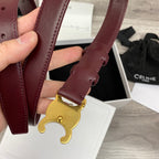 CL MEDIUM 25 MM TRIOMPHE BELT IN WINE RED LEATHER GOLD HARDWARE