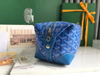 Goyard Bowling 25 Toiletry Bag Blue Canvas & Calfskin