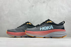 HOKA Bondi 8 Charcoal Red Orange Running Sneaker