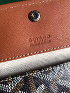 Goyard Saint Louis PM 34 Black Goyardine Canvas Tan Calfskin
