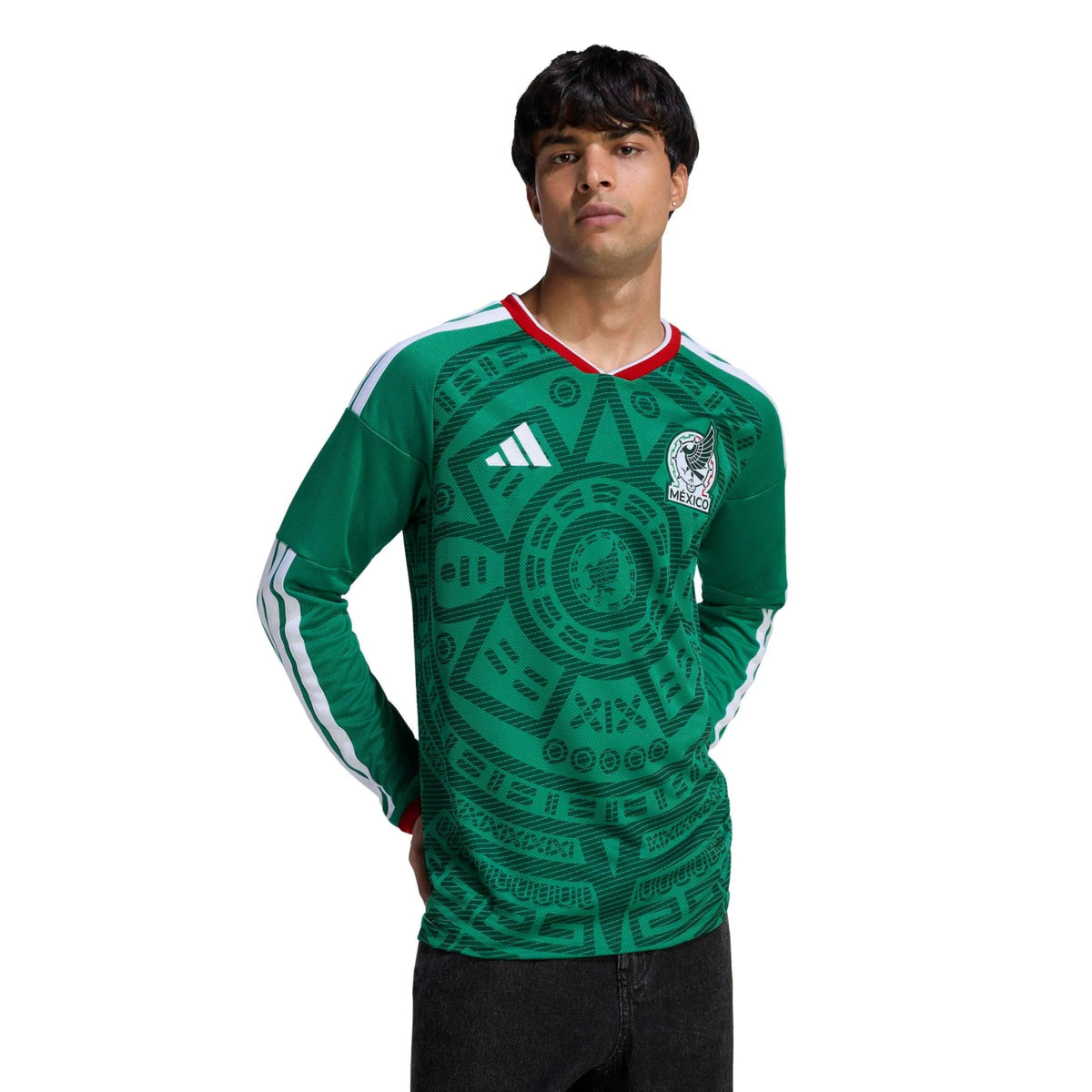 adidas 2026 Mexico Men's Stadium Home Long-Sleeve Soccer Jersey (Custom)