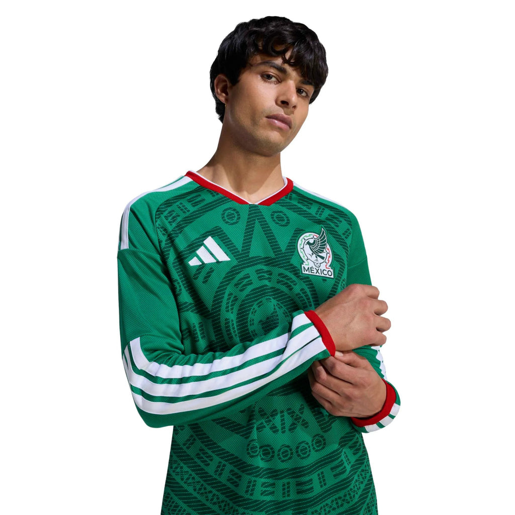 adidas 2026 Mexico Men's Stadium Home Long-Sleeve Soccer Jersey (Custom)