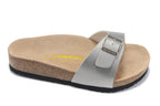 Birkenstock Madrid Slide Sandal Silver / White Textured