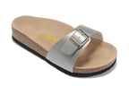 Birkenstock Madrid Slide Sandal Silver / White Textured