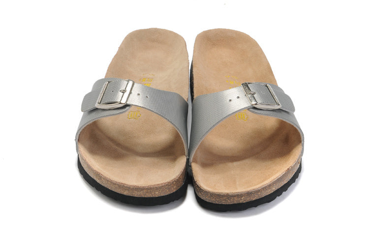 Birkenstock Madrid Slide Sandal Silver / White Textured