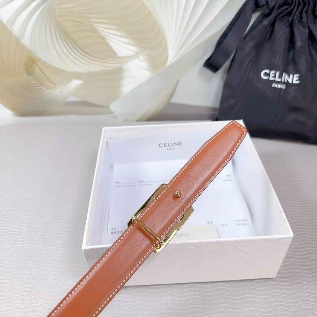 CL MEDIUM 25 MM REVERSIBLE FRAMED TRIOMPHE BELT BLACK AND BRONZE BROWN CALFSKIN LIGHT GOLD HARDWARE