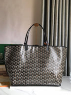 Goyard Anjou GM Bag 39cm Black Calfskin Goyardine Canvas 290817