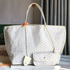 Goyard Anjou GM Bag 39cm White Calfskin Goyardine Canvas 290818