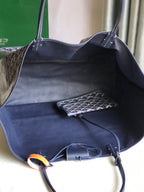 Goyard Anjou GM Bag 39cm Dark Blue Calfskin Goyardine Canvas 290819