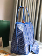 Goyard Anjou GM Bag 39cm Blue Calfskin Goyardine Canvas 290820