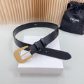 LARGE WESTERN 35 MM BELT BLACK CALFSKIN GOLD HARDWARE