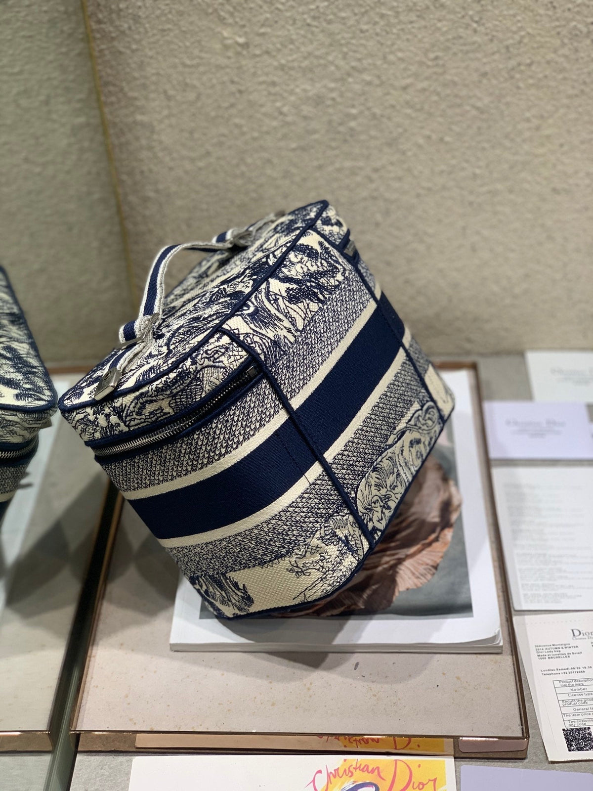 diortravel vanity 25 blue embroidery canvas