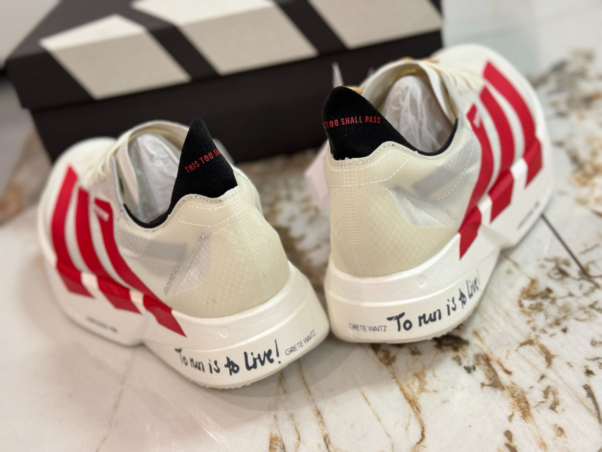 adidas Adizero Adios Pro 4 Running Shoes - Off White / Better Scarlet / Core Black