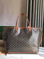 Goyard Anjou GM Bag 39cm Black Brown Calfskin Goyardine Canvas 290821