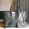 Goyard Anjou GM Bag 39cm Grey Calfskin Goyardine Canvas 290822