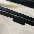 PORTELLO TOTE 53 IN BLACK CALFSKIN AND WHITE CANVAS