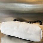 PORTELLO TOTE 53 IN BLACK CALFSKIN AND WHITE CANVAS
