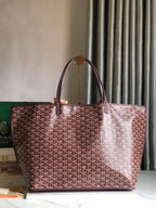 Goyard Anjou GM Bag 39cm Burgundy Calfskin Goyardine Canvas 290823