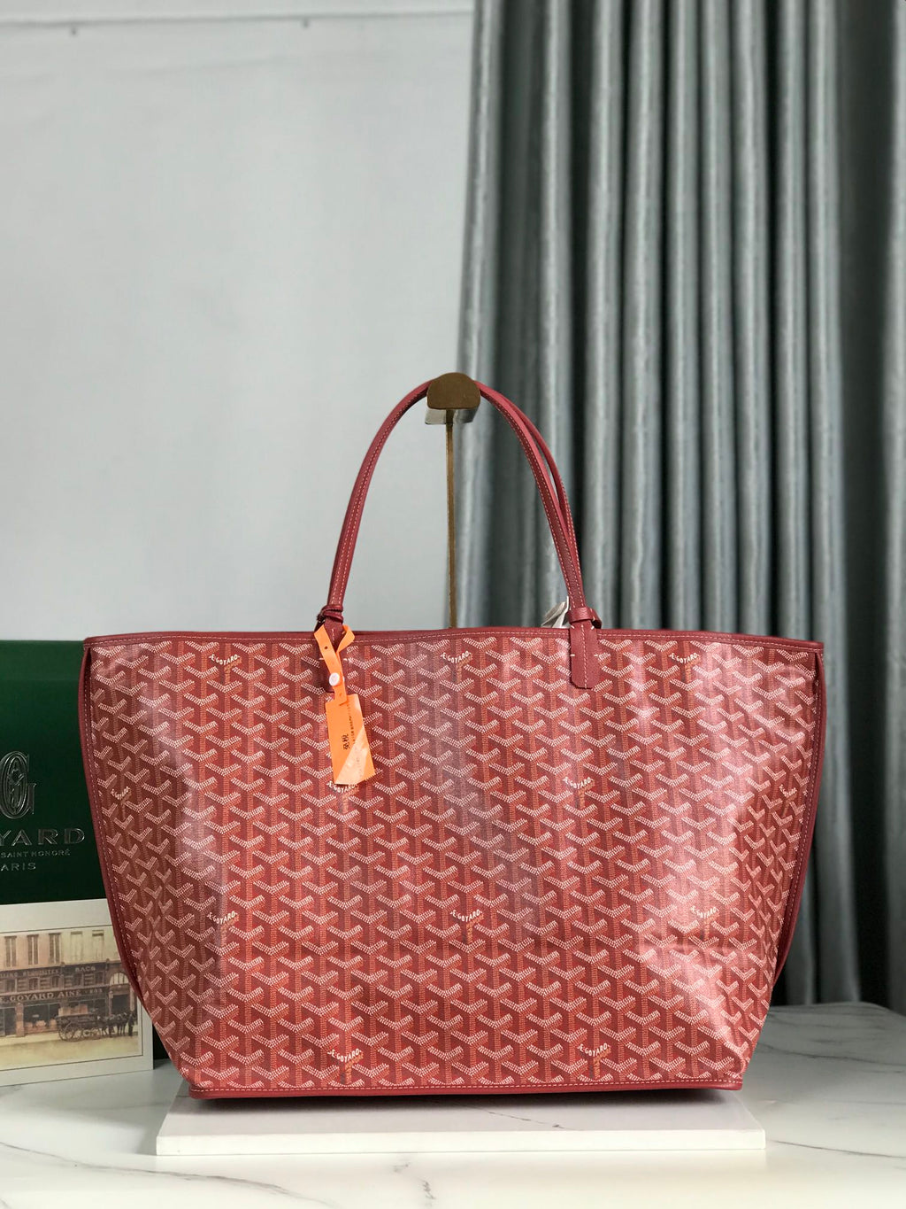 Goyard Anjou GM Bag 39cm Red Calfskin Goyardine Canvas 290824