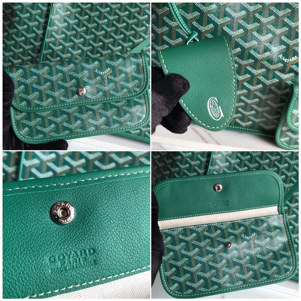 Goyard Anjou GM Bag 39cm Green Calfskin Goyardine Canvas 290825