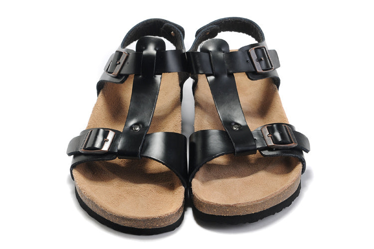 Birkenstock Lindan Sandal Black Birko-Flor with Rose Gold Buckles