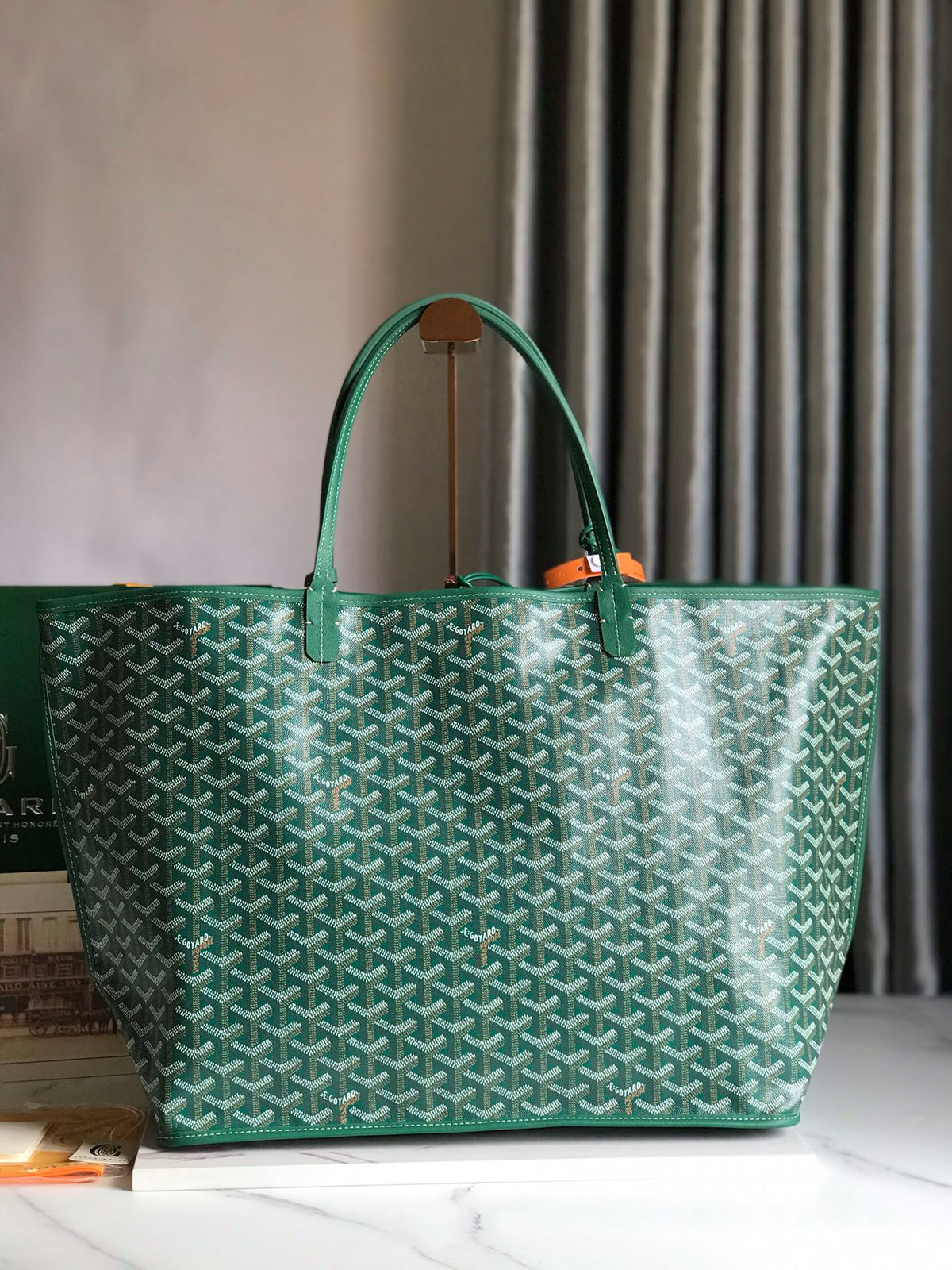 Goyard Anjou GM Bag 39cm Green Calfskin Goyardine Canvas 290825