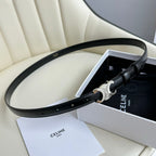 MINI TRIOMPHE BELT 13 MM BLACK LEATHER SILVER HARDWARE