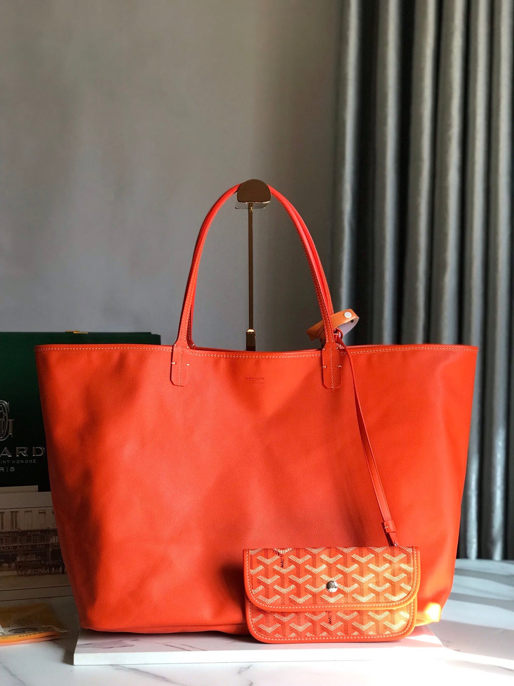 Goyard Anjou GM Bag 39cm Orange Calfskin Goyardine Canvas 290827