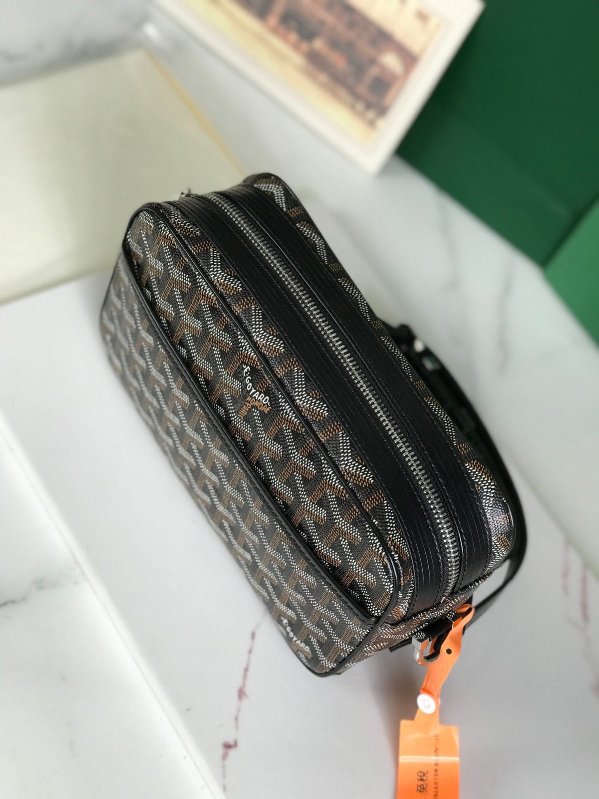 Goyard Cap-Vert Camera Bag Black Calfskin Canvas 290850