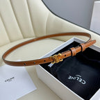 MINI TRIOMPHE BELT 13 MM BRONZE BROWN LEATHER GOLD HARDWARE