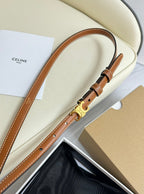 MINI TRIOMPHE BELT 13 MM BRONZE BROWN LEATHER GOLD HARDWARE