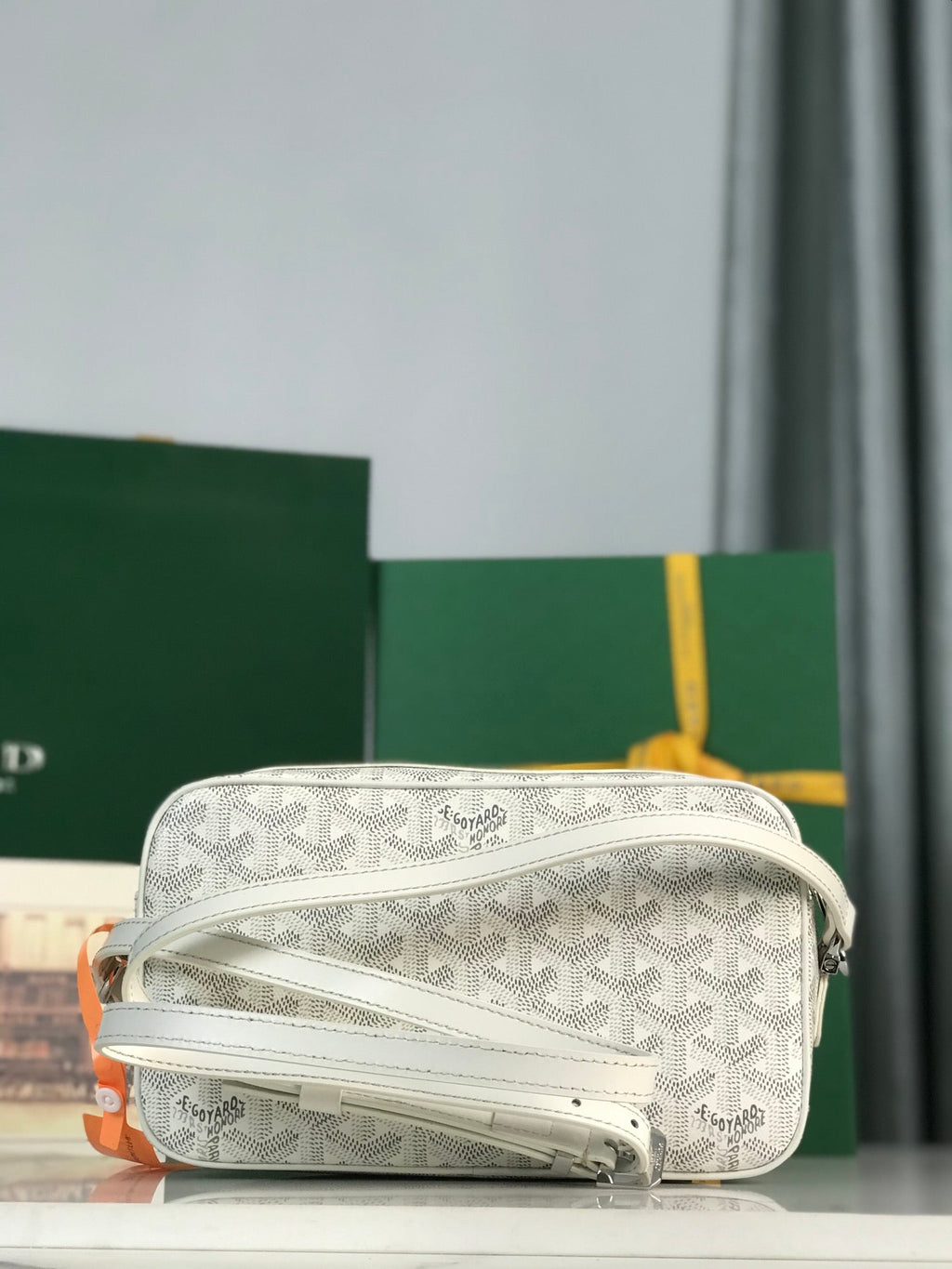 Goyard Cap-Vert Camera Bag White Calfskin Canvas 290851