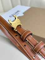 MINI TRIOMPHE BELT 13 MM BRONZE BROWN LEATHER GOLD HARDWARE