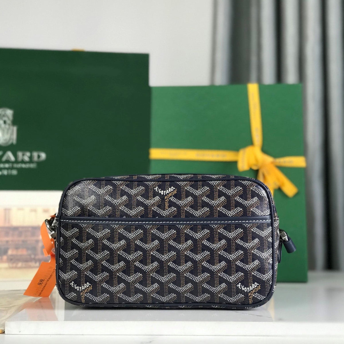 Goyard Cap-Vert Camera Bag Dark Blue Calfskin Canvas 290852