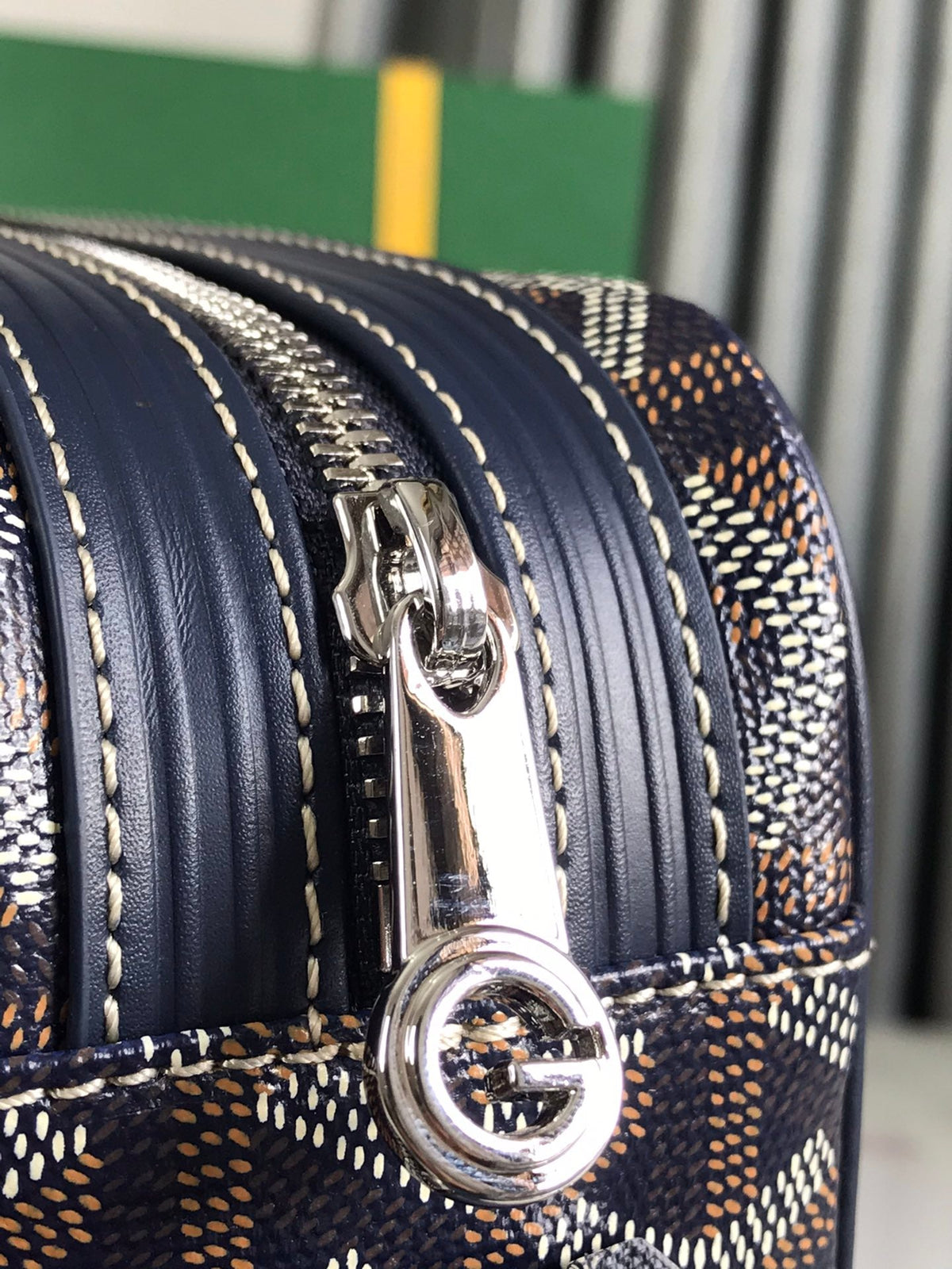Goyard Cap-Vert Camera Bag Dark Blue Calfskin Canvas 290852