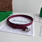 BV Narrow Face Belt 1.5cm Burgundy Sliver Leather 207538