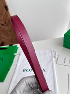 BV Narrow Face Belt 1.5cm Burgundy Sliver Leather 207538