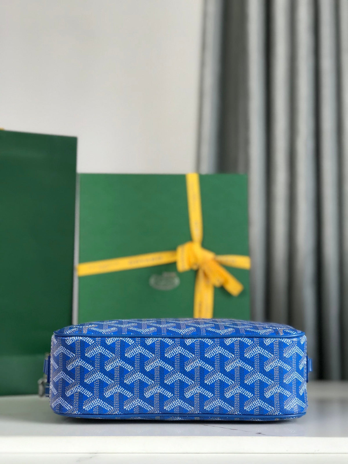 Goyard Cap-Vert Camera Bag Blue Calfskin Canvas 290853