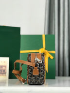 Goyard Cap-Vert Camera Bag Black Brown Calfskin Canvas 290854