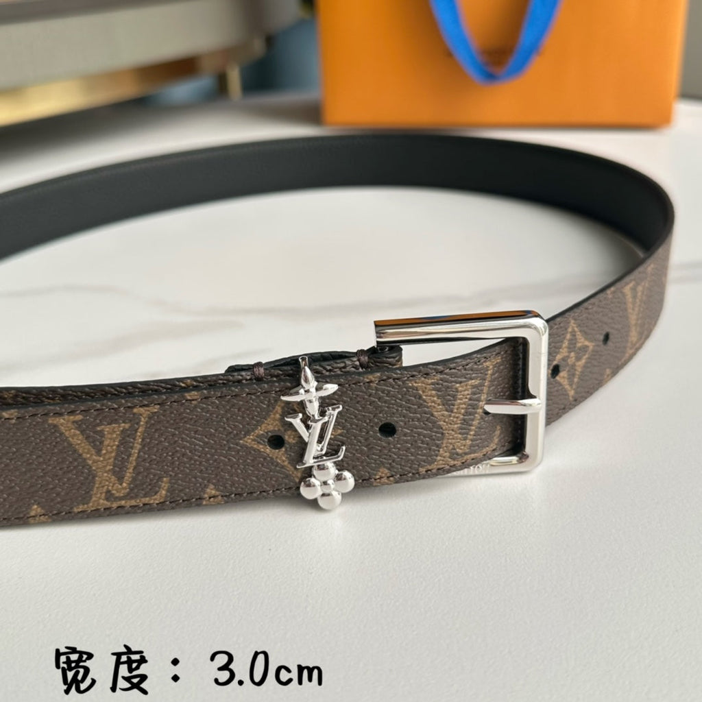 LV BLOOM 30MM BELT IN BROWN MONOGRAM CALFSKIN SILVER HARDWARE