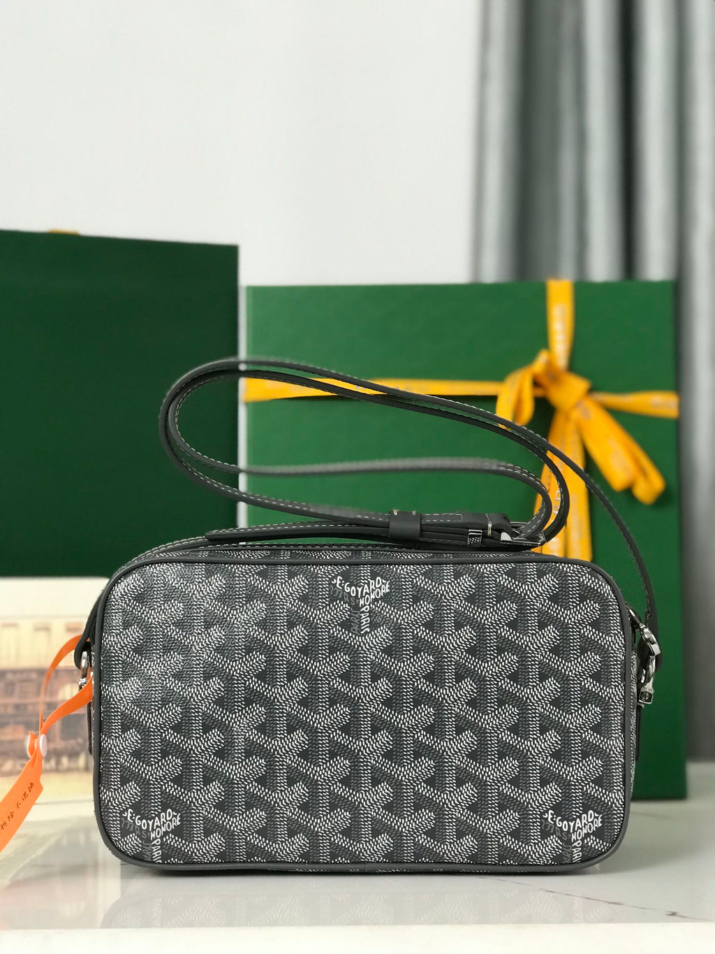 Goyard Cap-Vert Camera Bag Grey Calfskin Canvas 290855