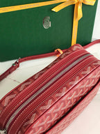 Goyard Cap-Vert Camera Bag Red Calfskin Canvas 290856
