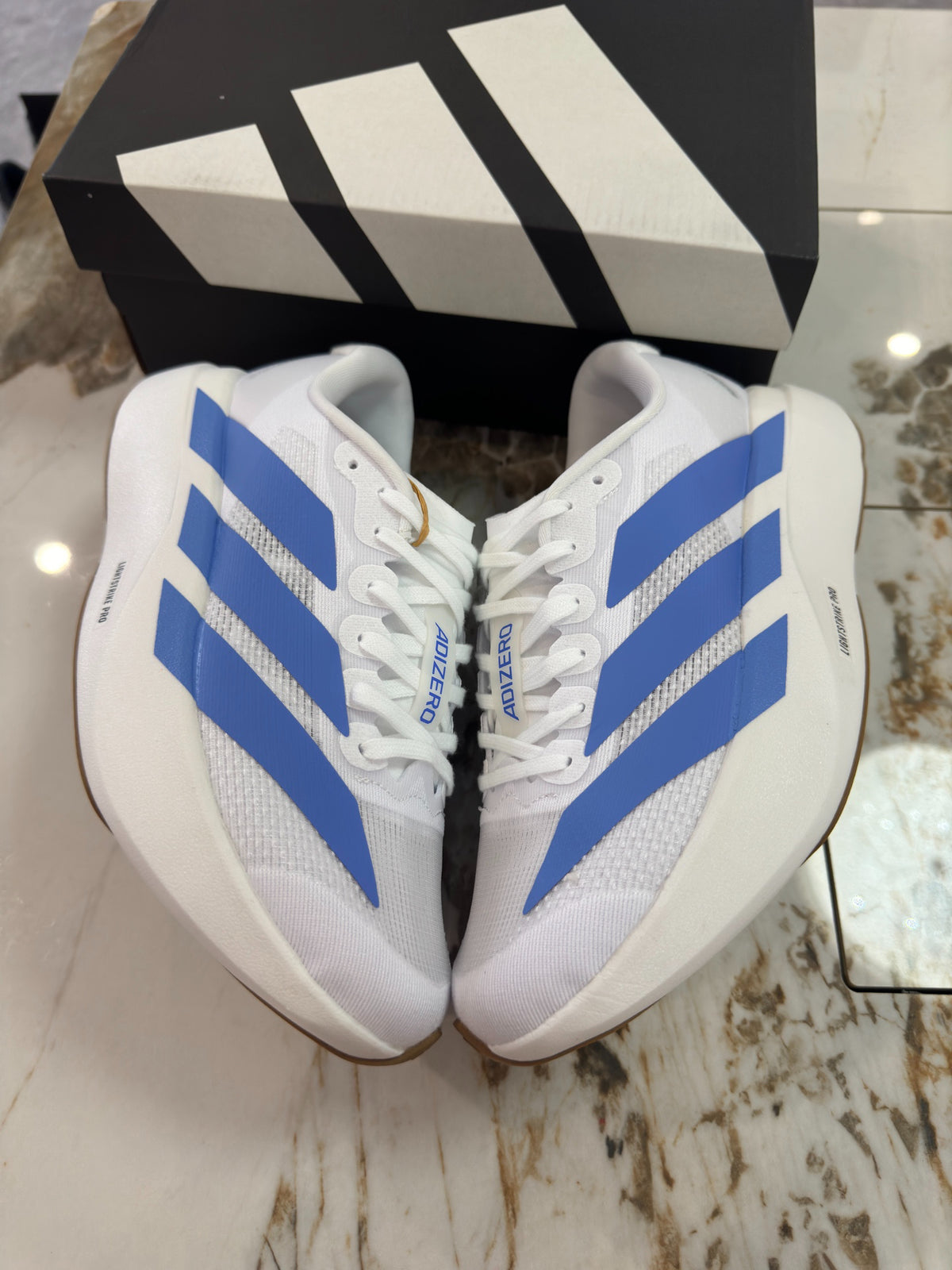 adidas Adizero Evo SL Running Shoes - Cloud White / Blue Fusion