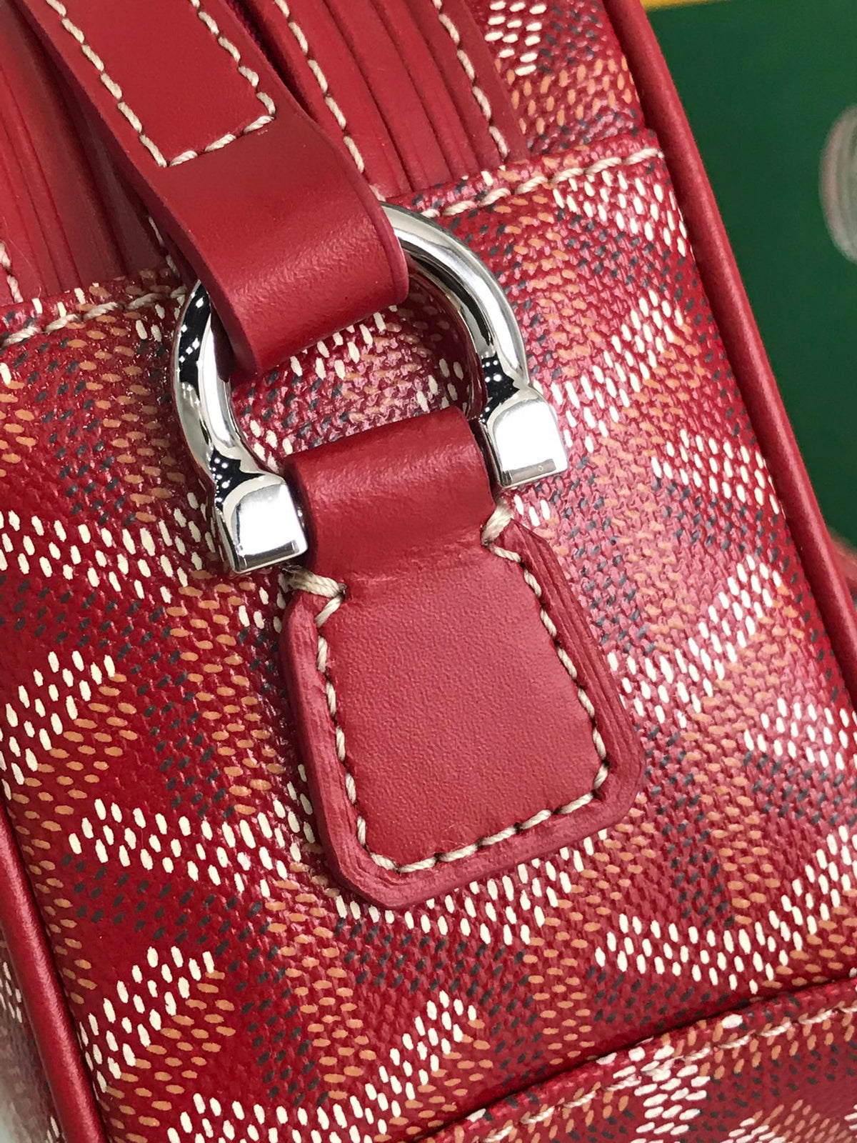 Goyard Cap-Vert Camera Bag Red Calfskin Canvas 290856